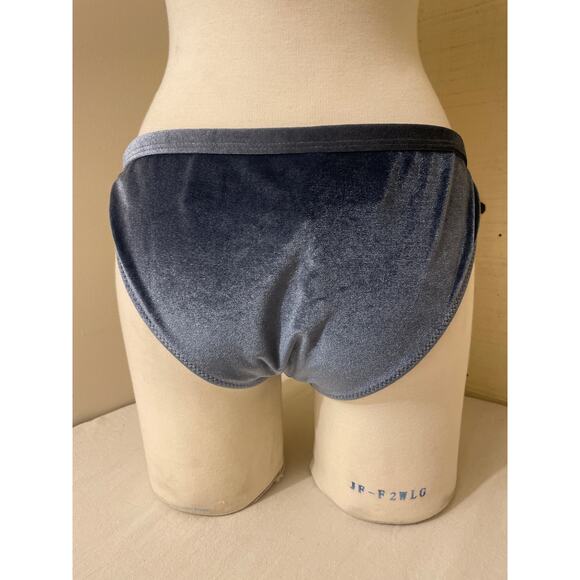 Cupshe Swim Women Sz M Bikini Bottom Velvet High Waist Swimwear Blue/Gray NWT - Picture 2 of 6